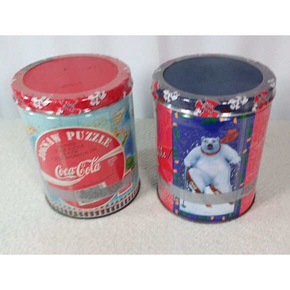 2 Sealed Coca-Cola 700 Pc Puzzle Tins Polar Bear & World Map Vintage Lot - Picture 2 of 11
